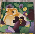 Chick and pansies